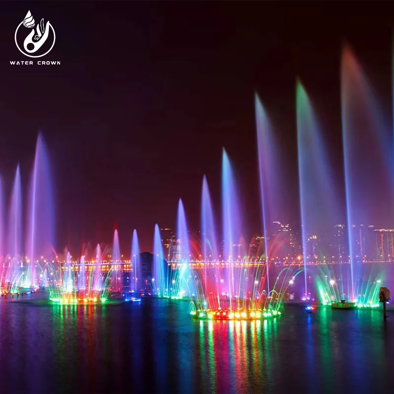 Water Crown Modern Outdoor Decorative Large Project Show Music Dancing Water Fountain with Lights