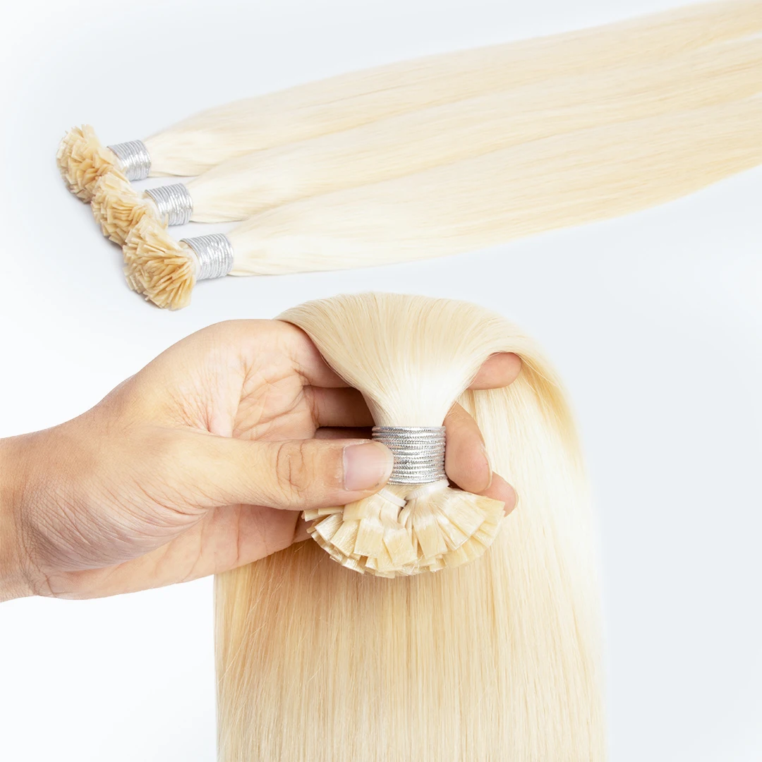 Unprocessed #613 flat tip Pre-bonded Russian human keratin raw virgin Italy heathy glue blonde K tip hair extension