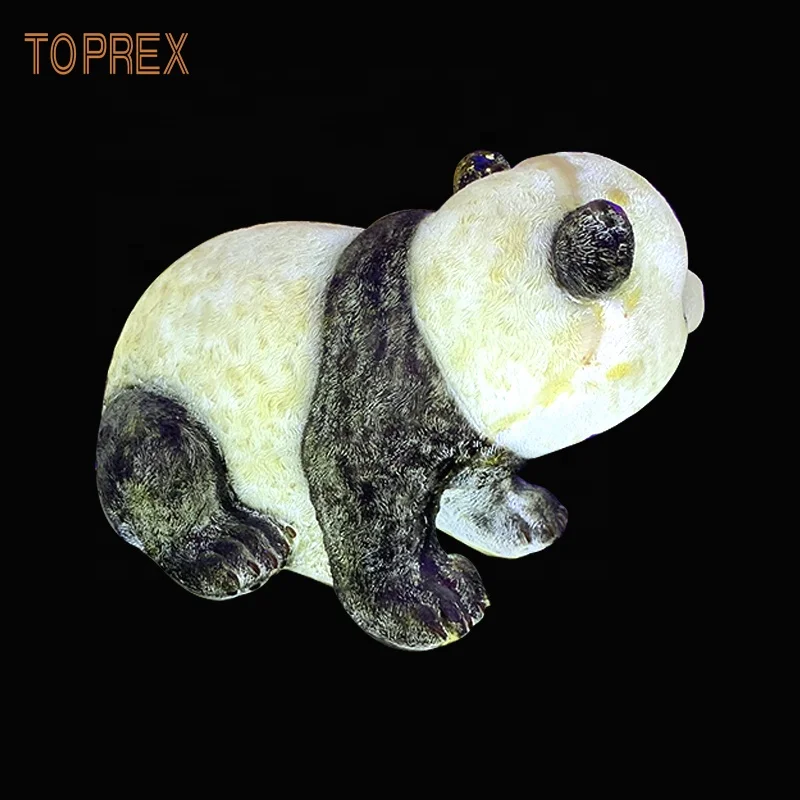 3D garden home decoration life size realistic sculpture fiberglass panda led lights resin animal figurines