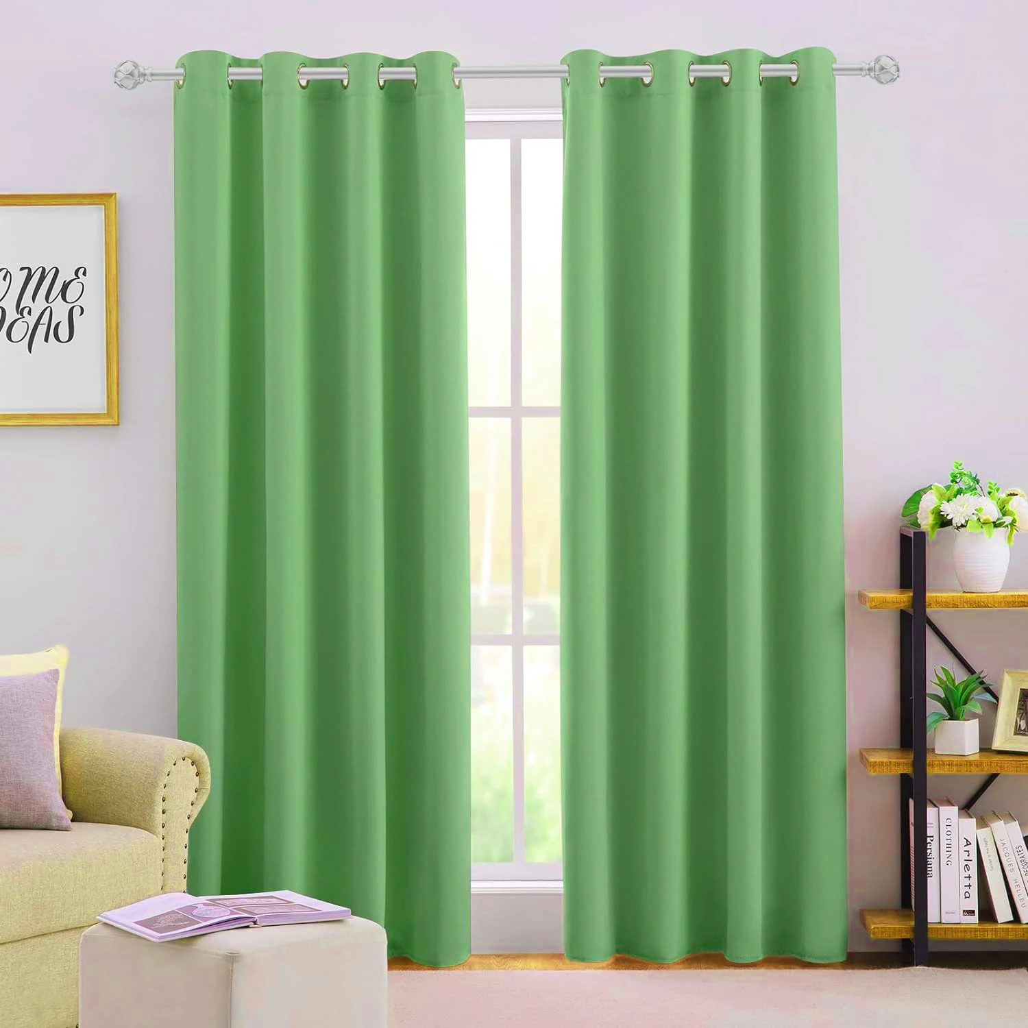 JA 52*84IN On Stock Blackout Curtains Solid Color with Grommets Noise Reducing Room Darkening for Home Bedroom Living Room
