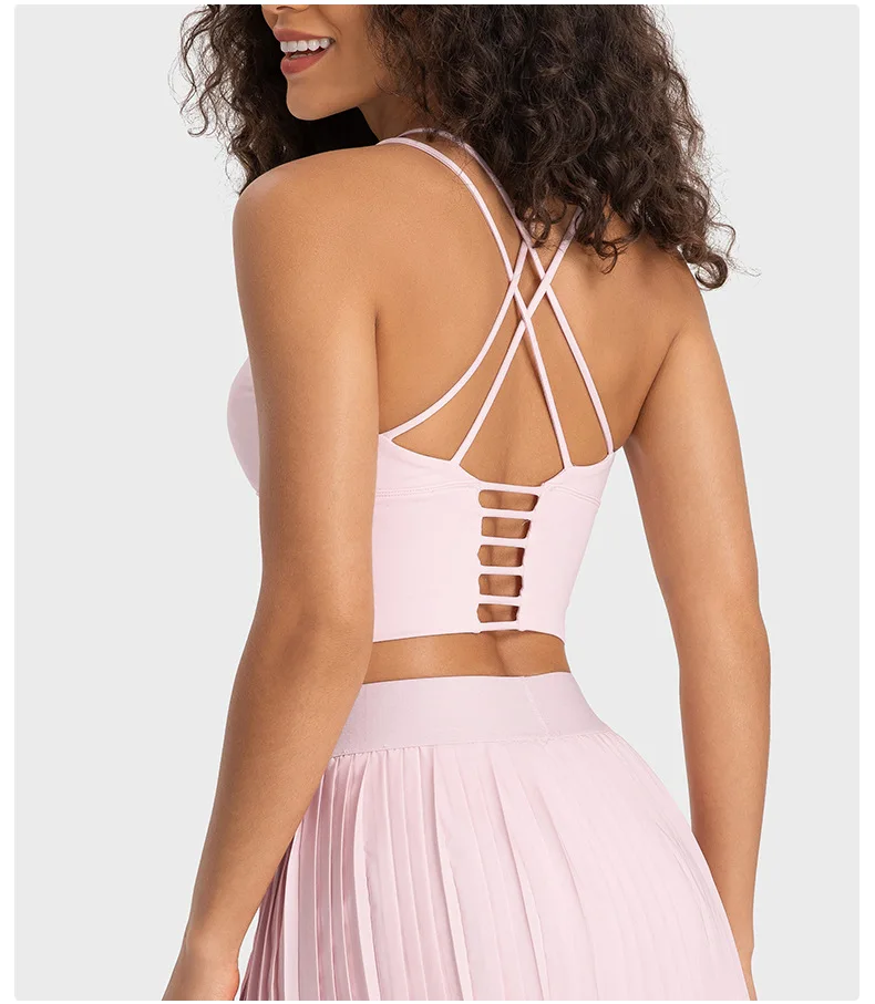 Gym Active Wear Manufacturers Custom Logo High Support Racerback Yoga Tank Tops Fitness Long line  Athletic  Womens Sport Bra