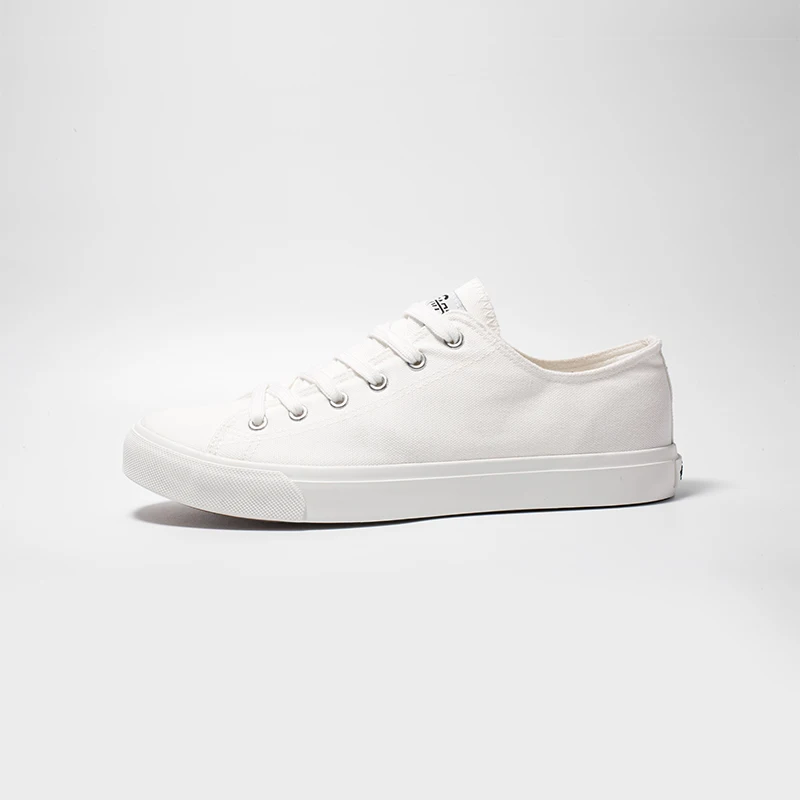 Mens Custom Made Plain White Sneakers Daily-wear Casual Shoes Canvas Trendy Shoes