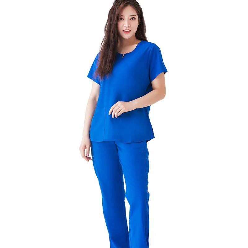 Scrub Tops for Women Mandarin Collar Shirttail Hem 3 Pockets 4 Way Stretch Womens Scrub Top with Jogger pants