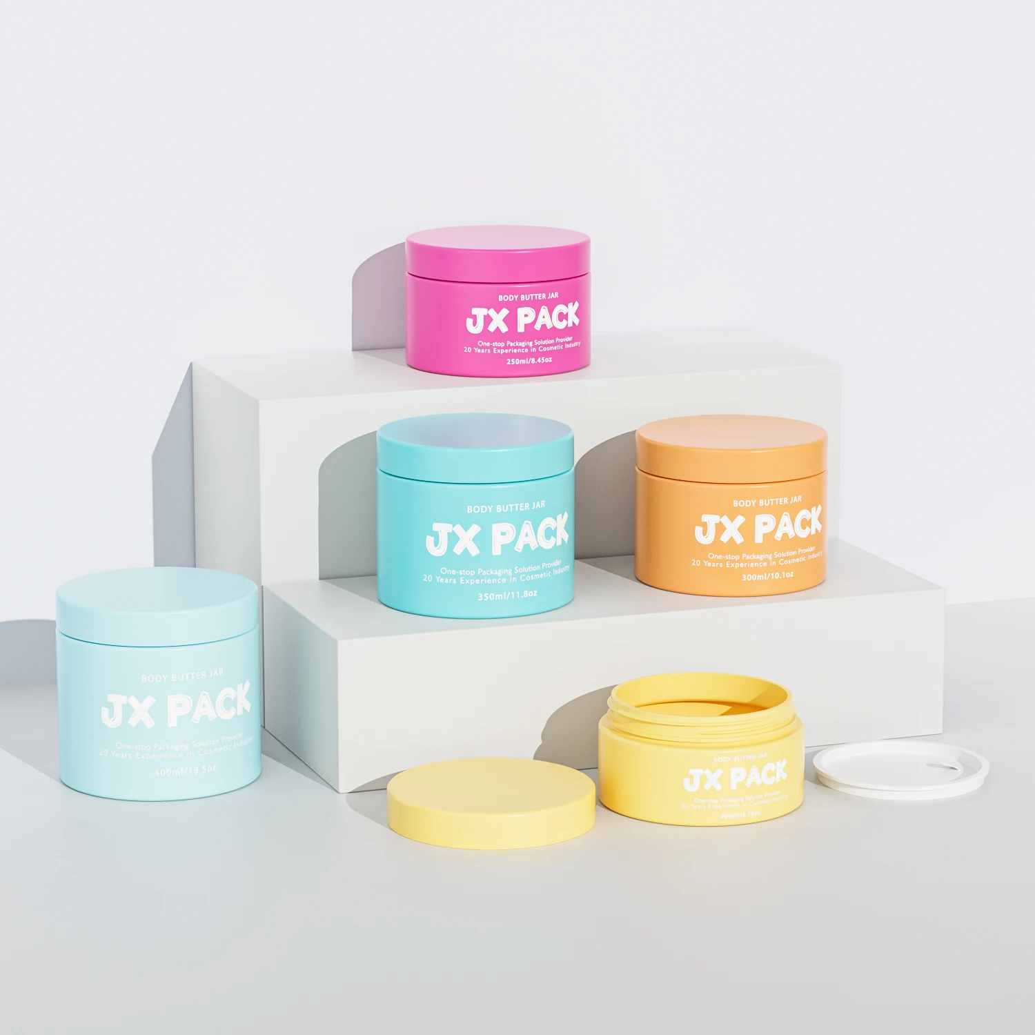 Wholesale 8oz  200 250 300  350 400 ml Custom Empty Wide Mouth Luxury Plastic PET Cosmetic Body Butter Scrub Jar Container