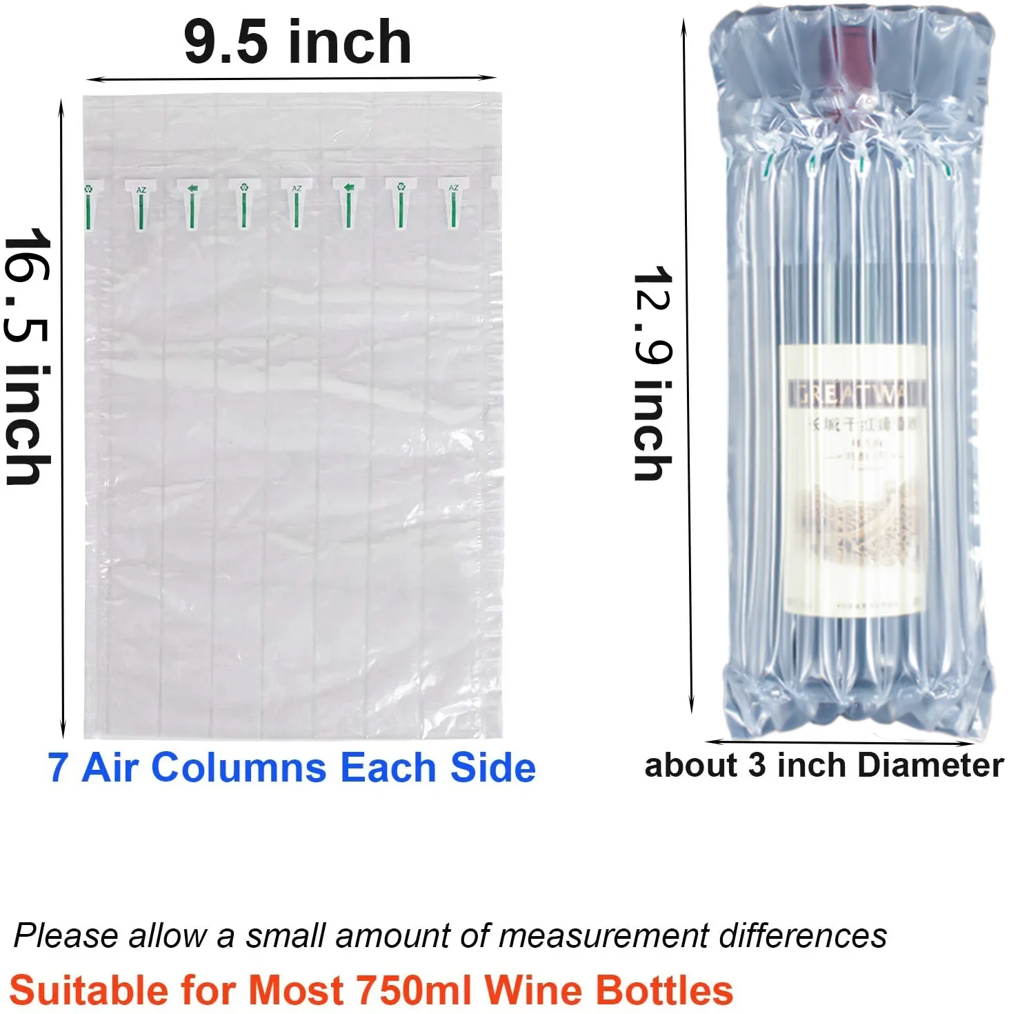 wholesale bubble bags Inflatable Air-Inflatable Column Bags HDPE Material Custom Size Recyclable Anti-Crushing Protective Film