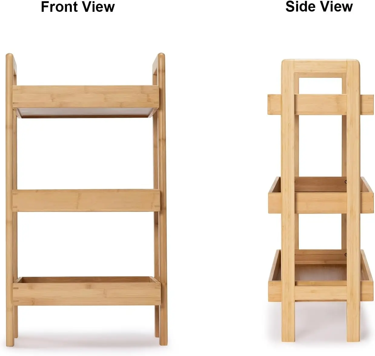 Bamboo  3-Tier Wooden Storage Shelf, Free Standing Small Bookshelves and Bookcases with Storage for Living Room and Office