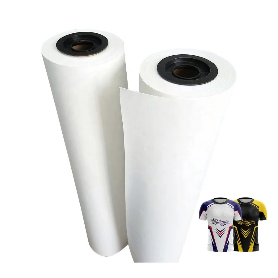 Factory custom size 29/35/40/45/50/60/70/90/100gsm high quality fast dry white sublimation film paper roll for printing fabric