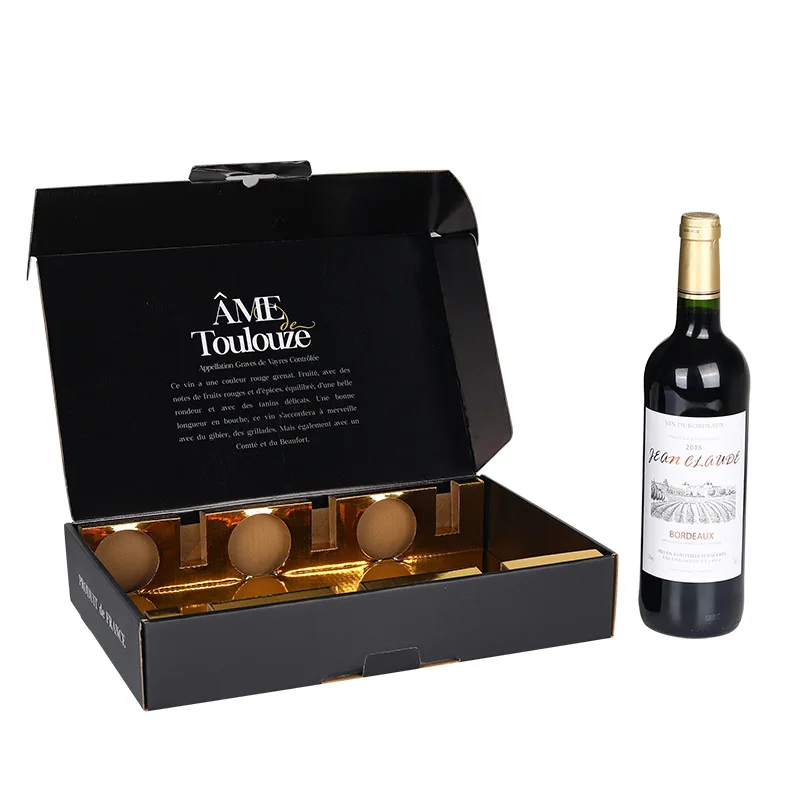 handle corrugated 3/4/5/6 Bottle box red wine champagne spirit whisky gin tonic vodka brandy mailer shipping box