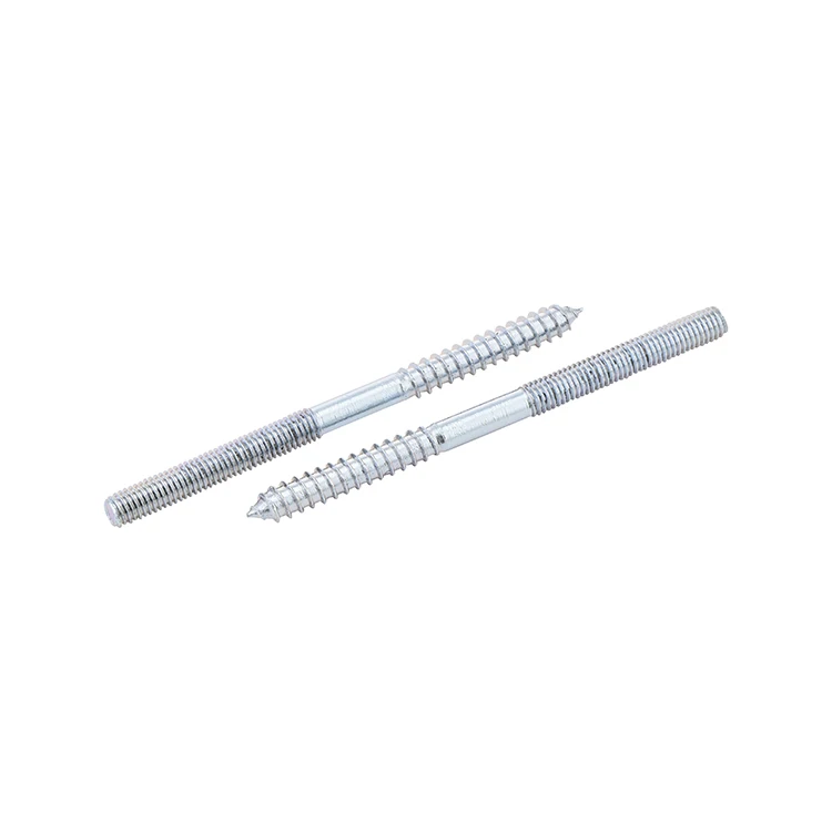 M8 M10 carbon steel dacromet zinc plated double end machine wood screw hanger bolt with hex
