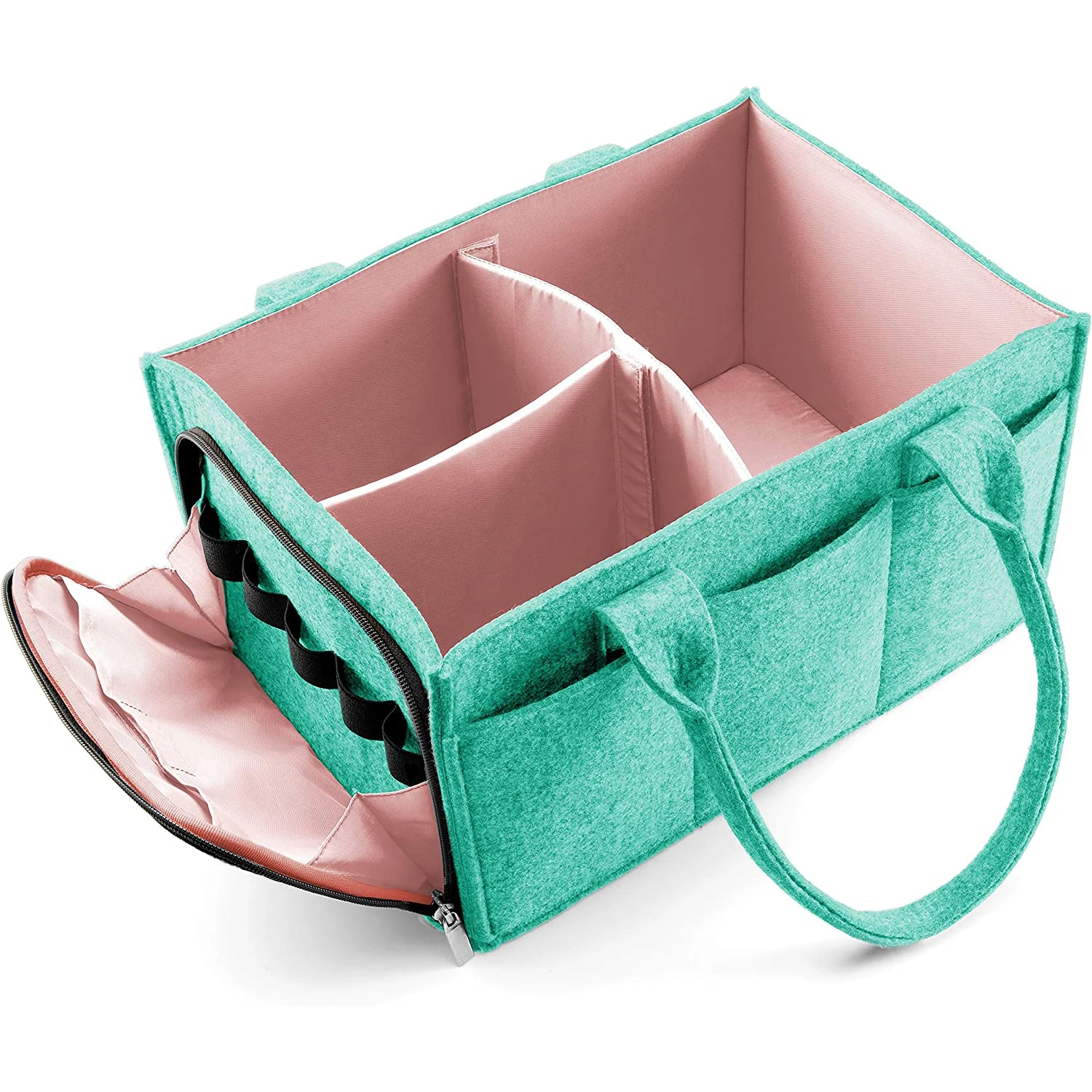 Hot sales Felt Baby Diaper Caddy Bag Mummy Storage Basket diaper organizer for baby with coloured felt
