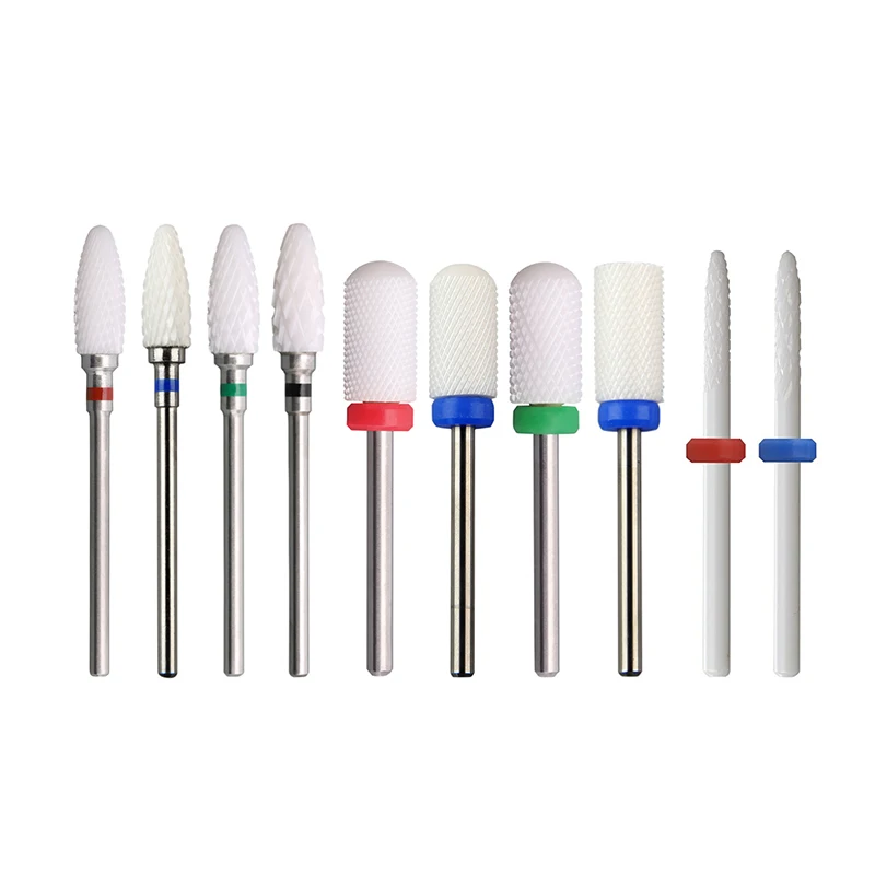 Professional Rotary Diamond Carbide Ceramic Nail Drill Bit 13PCS 3/32'Nail Drill Bits Set Cuticle Drill Bits for Acrylic Nails