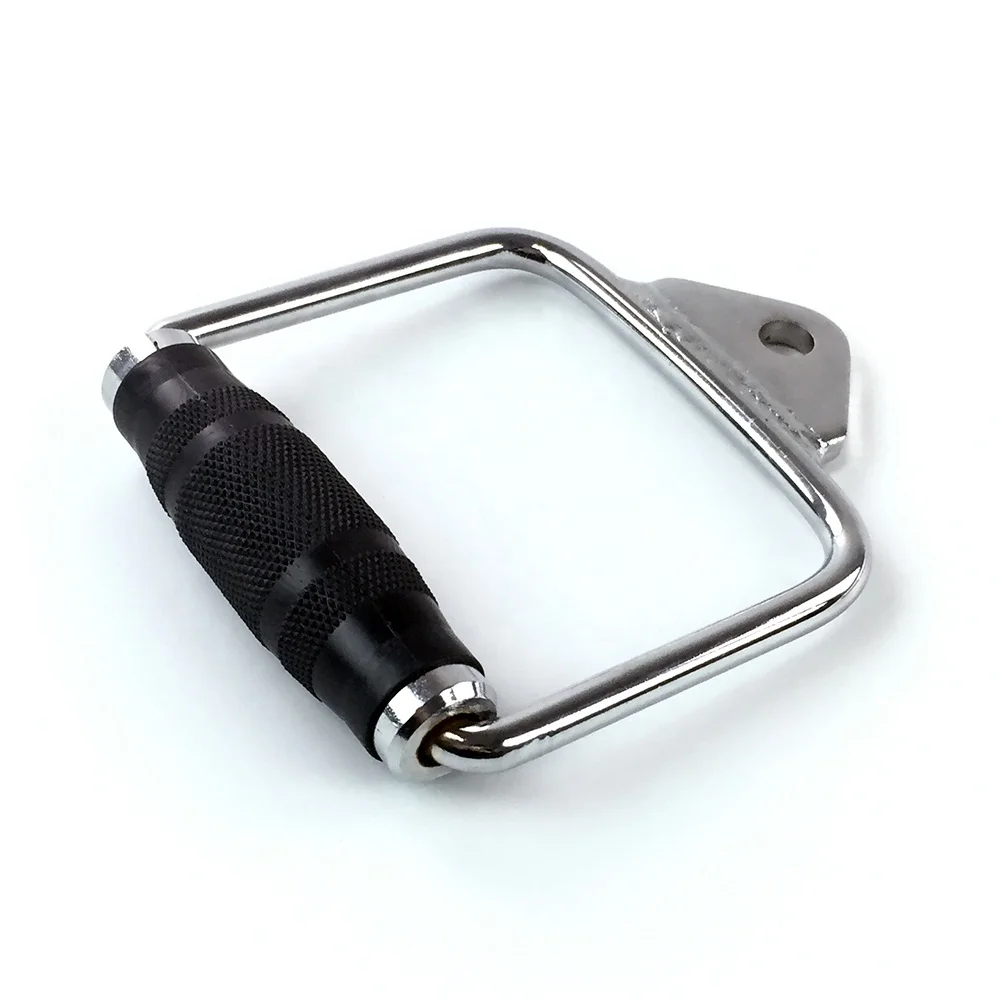 Gym Exercise Cable Machine Attachment Single D Row Extension Chrome Rubber Coated Stirrup Handle