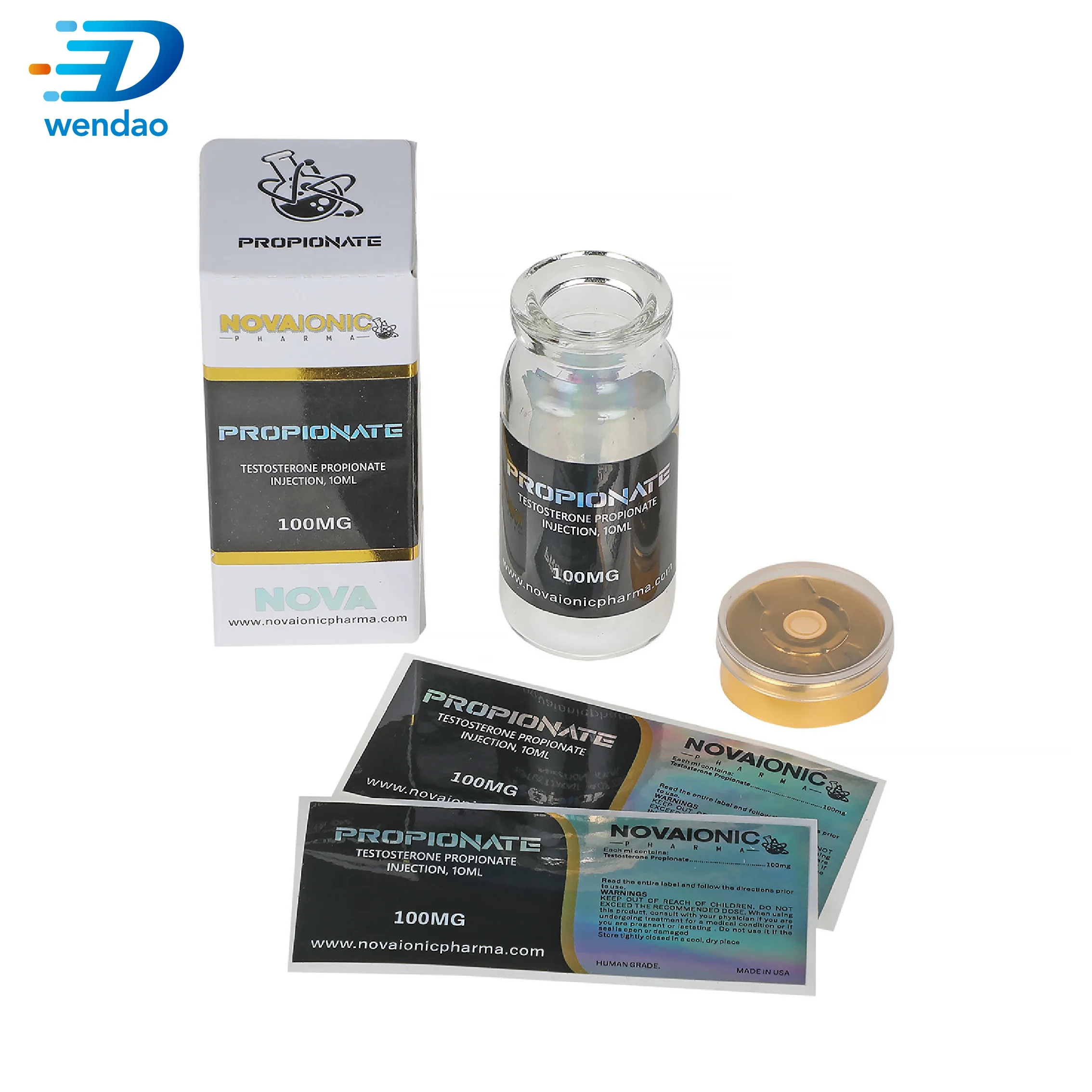 High Quality Custom Testostrone Standard Size 2ml 10ml Body Building Vial Labels And Boxes For Anabolic