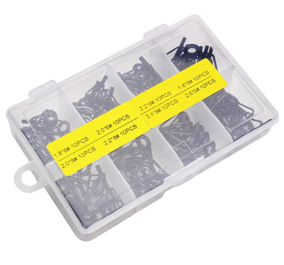 80Pcs 8 Sizes Ceramic High Carbon Steel accessories Fishing Rod Guide Tips Set Top Eye Rings Line Repair Kit