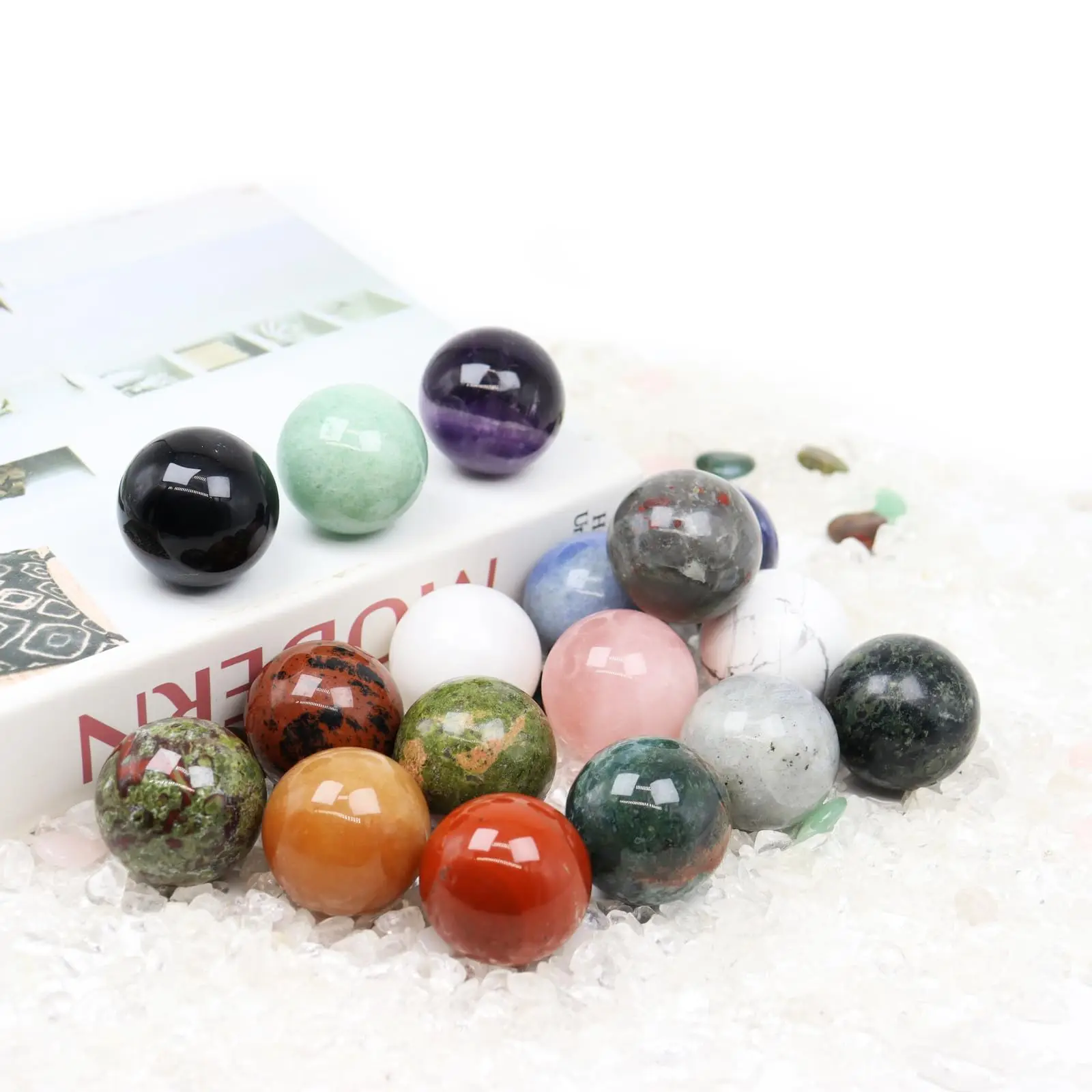 Merryshine Chakra Stone Reiki Dragon Natural Crystal Quartz Gemstone Sphere Natural Crystal Balls Stone Charms