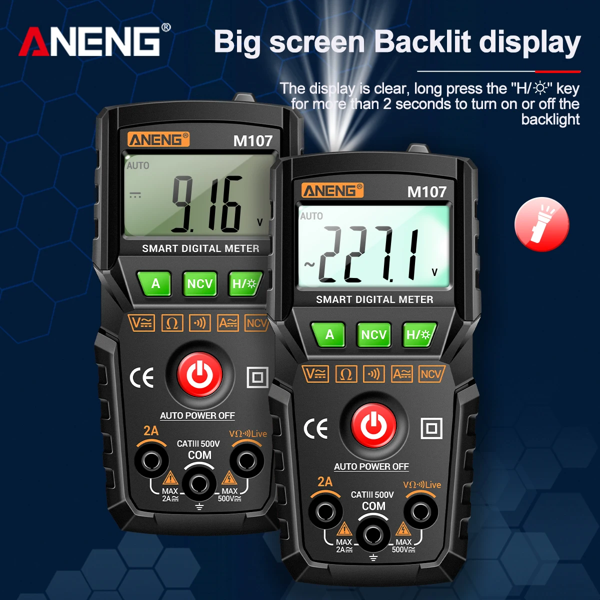 ANENG M107 Mini Digital Multimeter 4000 count Auto tester digital multimeter profesional testeur electrique multimetro test
