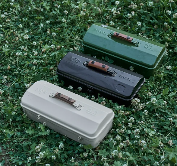 Handheld Portable Tool Box | Outdoor Item Storage Box - Iron Compact Portable Suitcase Handheld Design With Stickers