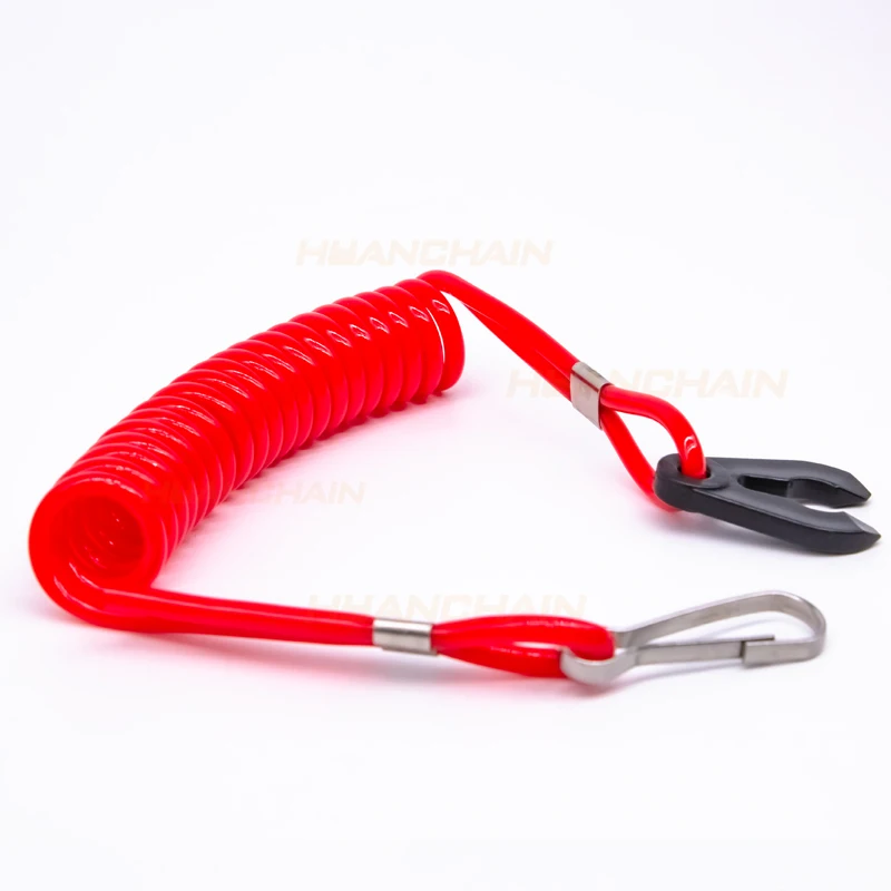 Coiled Cord Safety Tether Lanyard Boat Outboard Engine Motor Kill Stop Switch Lanyard for Marine Supplies and Motorcycles
