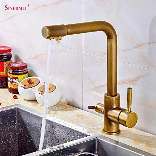Antique Kitchen faucet Brass Kitchen taps with Dual Handle Kitchen mixer