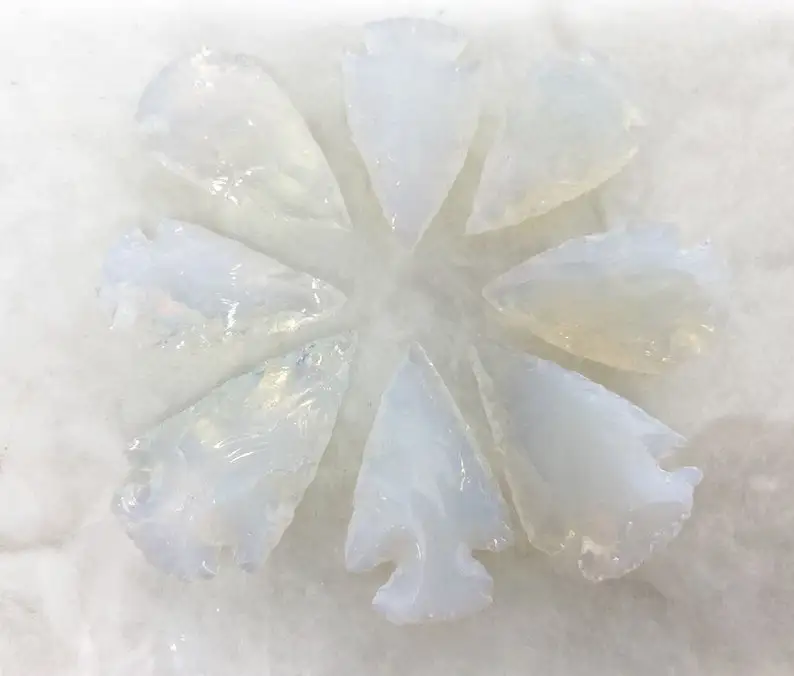 handmade opal glass crystal arrowhead 1 to 1.5 inch for wire wrap pendant making at wholesale rate buy from NGE