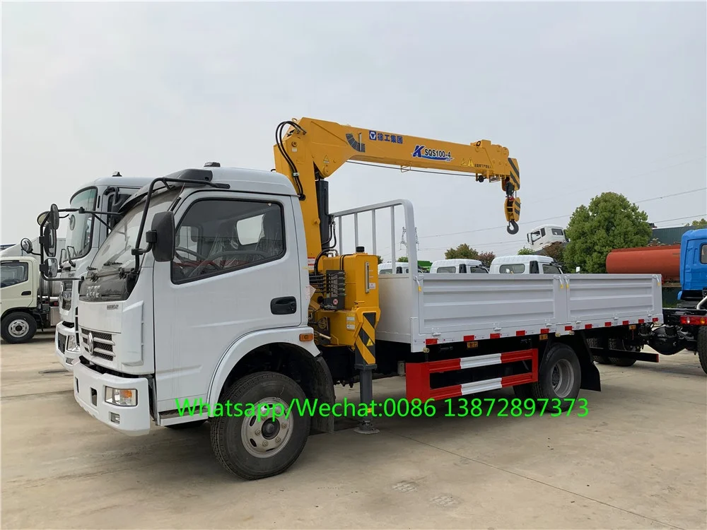 Dongfeng 4*2 Mobile Crane Truck 6 Wheels Truck Cranes/3 Ton Truck Mounted Crane For Sale