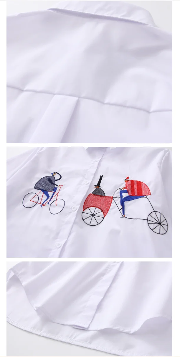 Spring Fall  Blusas Mujer Fashion Casual Embroidered Cotton   female ladies tops women Blouse