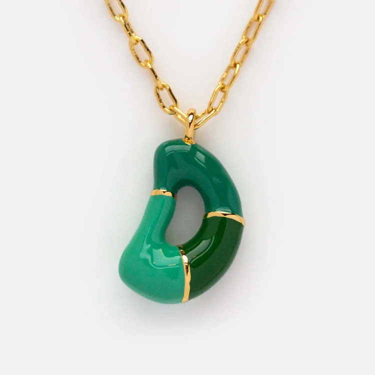 2024 New arrival gold plated stainless steel enamel balloon 26 initial letter pendant necklace for women