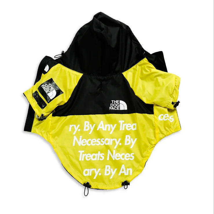 trendy yellow outdoor storm wind winter proof waterproof large pet dog face raincoat windbreaker hoodie coat jacket clothes