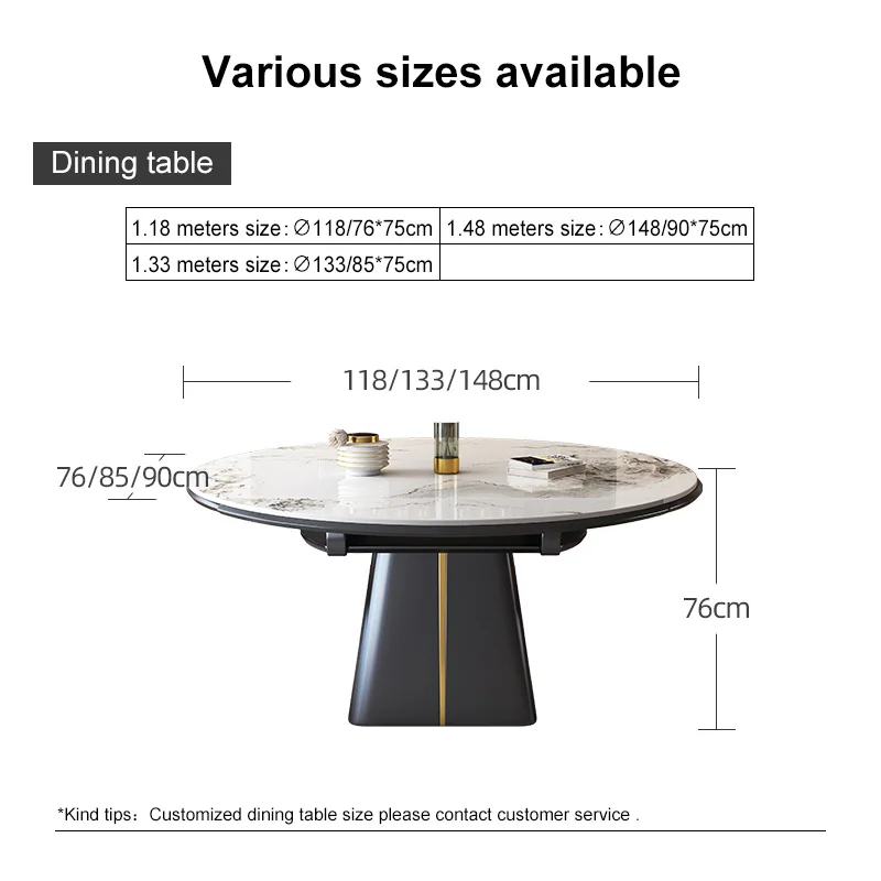 Stainless Steel Metal Base Dining Table Marble Extendable Dining Table Set Various Slate Colors Available Restaurant Table