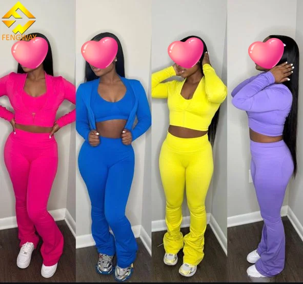 Seamless Female 2 Piece Women Clothing Set 2024  Women Yoga Set Workout Tracksuit Fitness Sport Flared Pants Sets for Women