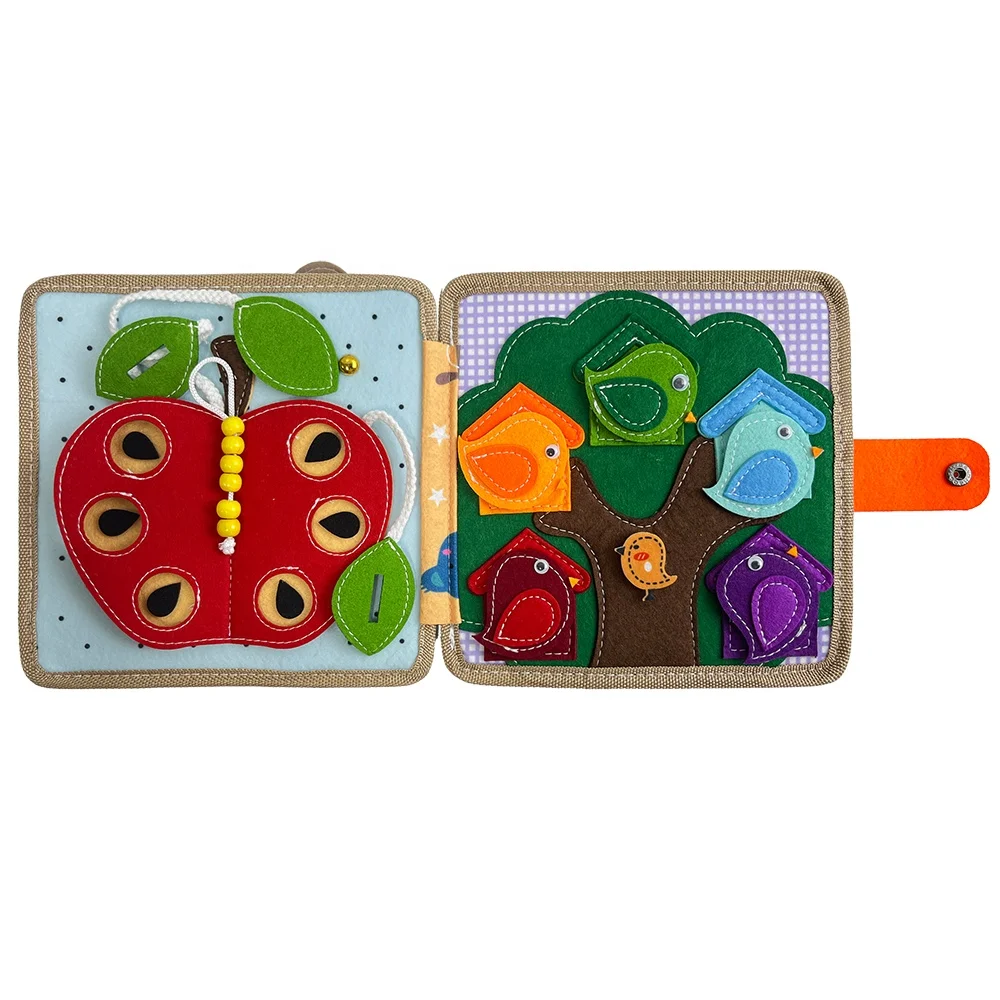 2023 Latest Montessori Toys Busy Board Giraffe Pattern 10 Pages Felt Kids Quiet Busy Book for Toddlers Child 1 2 3 4 years