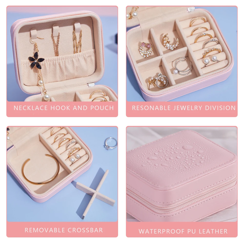 Custom Earring Bracelet Packaging Jewellery Organizer Jewlery Case Jewelery Storage Small Jewerly Gift Travel Pink Jewelry Box