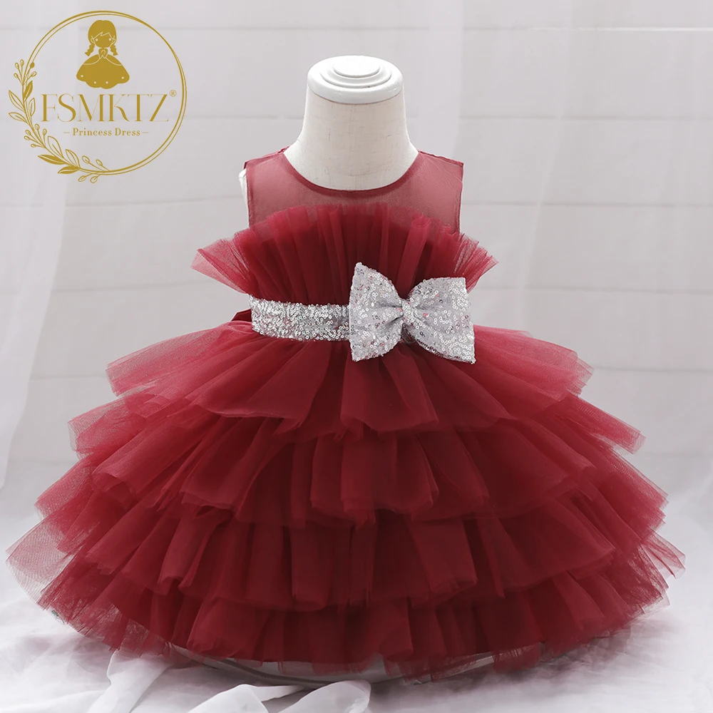 FSMKTZ Kids Tutu Dress Lovely Baby Flower Dress 2-5 Years Old Children Birthday Dresses Formal Kids Frocks