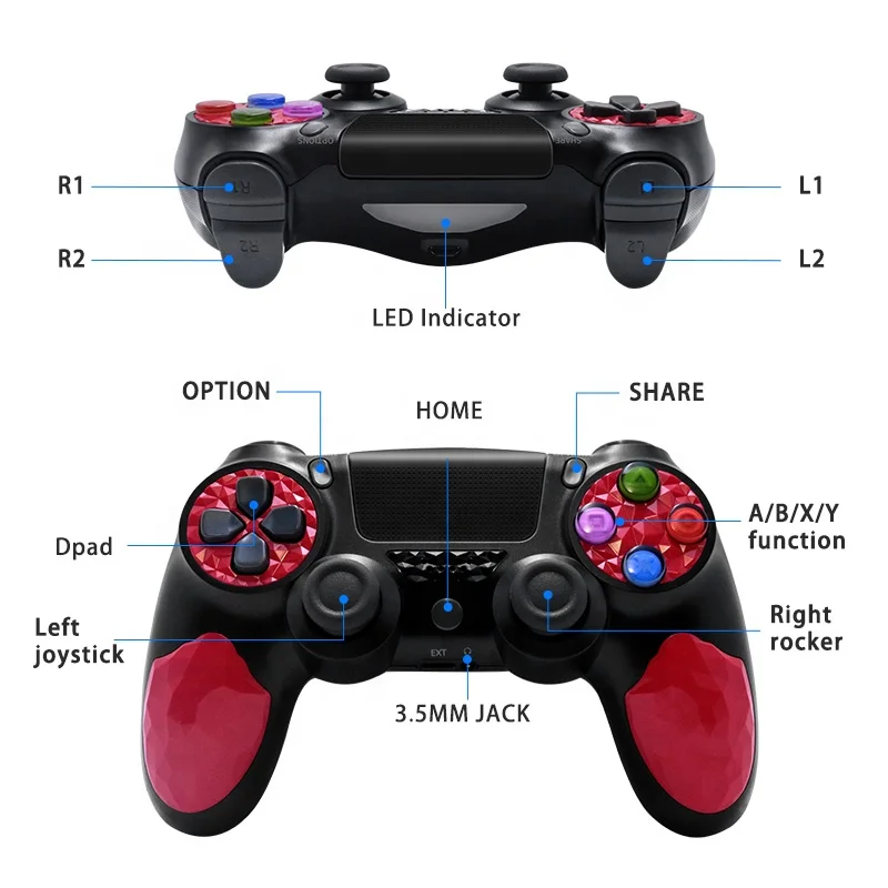 Custom Turbo Gamepad PS4 Game controller PS4 wireless dual impact controller