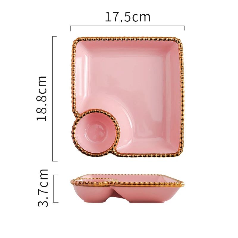 New Arrival Luxury Nordic Style Golden Rim Dumplings Sushi Snack White Serving Plate Luxury Ceramic Phnom Penh Square Plate