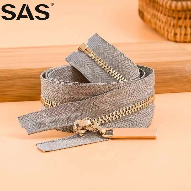 SAS Best Selling Products in China Garment Zip Bags Gold Metal Customized  Brass Metal Zipper