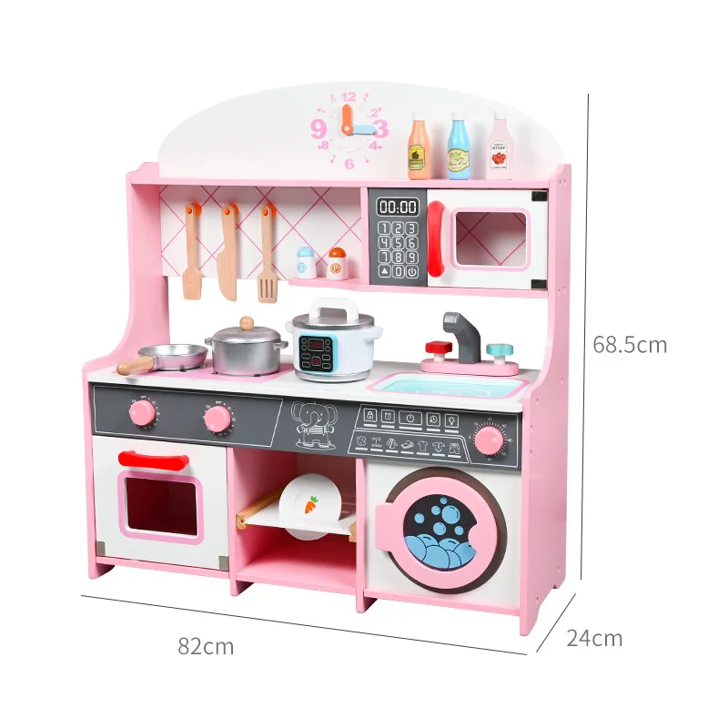 Hot Selling Custom  Role Play Set Kids Environmental friendly Wooden Kitchen Toys For Girls Toys Kitchen Play Set Cooking