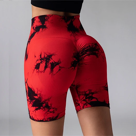sports 2023 Tie Dye Seamless High Waist Yoga Shorts Scruch buttock Lifting Tight Sports Fitness Shorts Leggings For Women