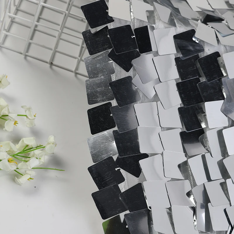 Fancy Tulle French Wedding Reversible Sequin Lace Embroidery Geometric Sequin Fabric for Detailed Dress