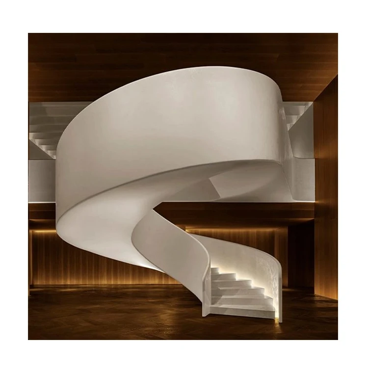 Modern Steel Indoor Steel Wooden Curved Stairs Spiral Stairs Price
