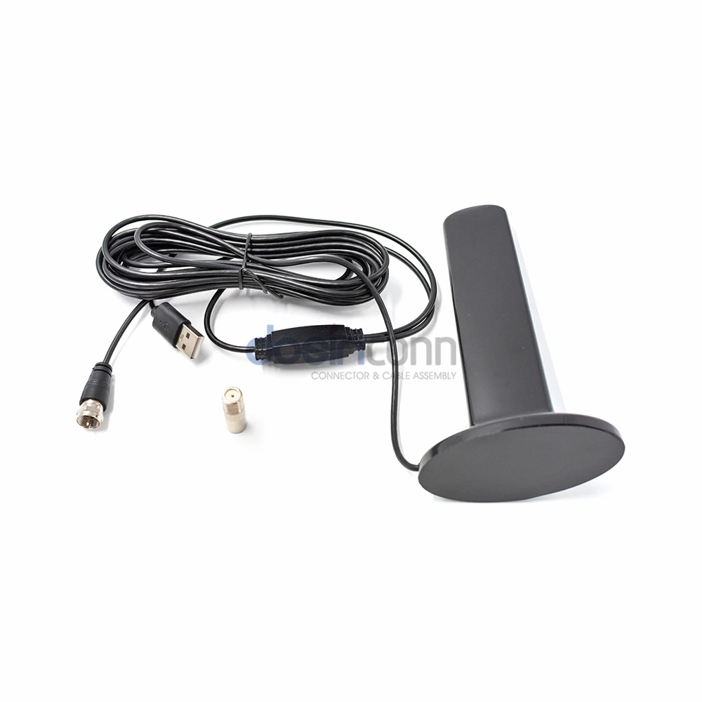 170-230MHz / 470-862MHz Magnetic Base TV Antenna with F Male IEC Male Connector