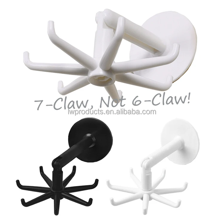 7-коготь 360 градусов вращающийся складывая клей крючки Heavy Duty липкий Поворотный Настенный с вертикальной Откидывающейся Крышкой крюк для кухни и ванной