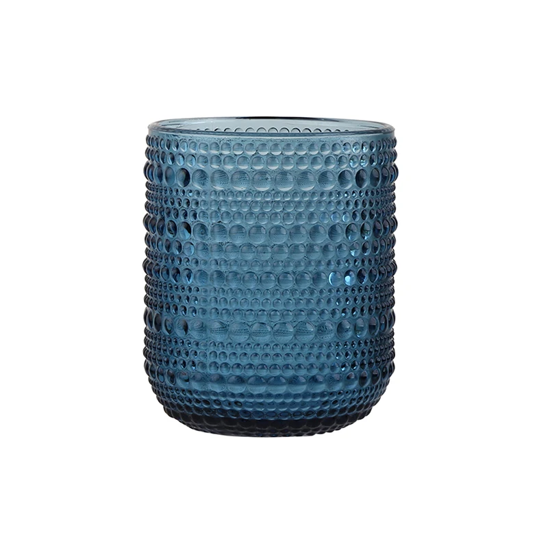 Blue Drinking Glasses Vintage Colored Glassware 9oz, Tall Beverage Glass Cups for Water, Juice, Cocktail