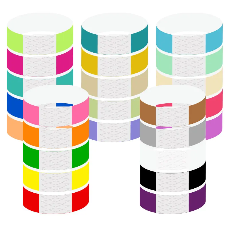 Многоцветный водонепроницаемый браслет на запястье из полипропиленовой бумаги Tyvek для проведения мероприятий парка развлечений одноразовый