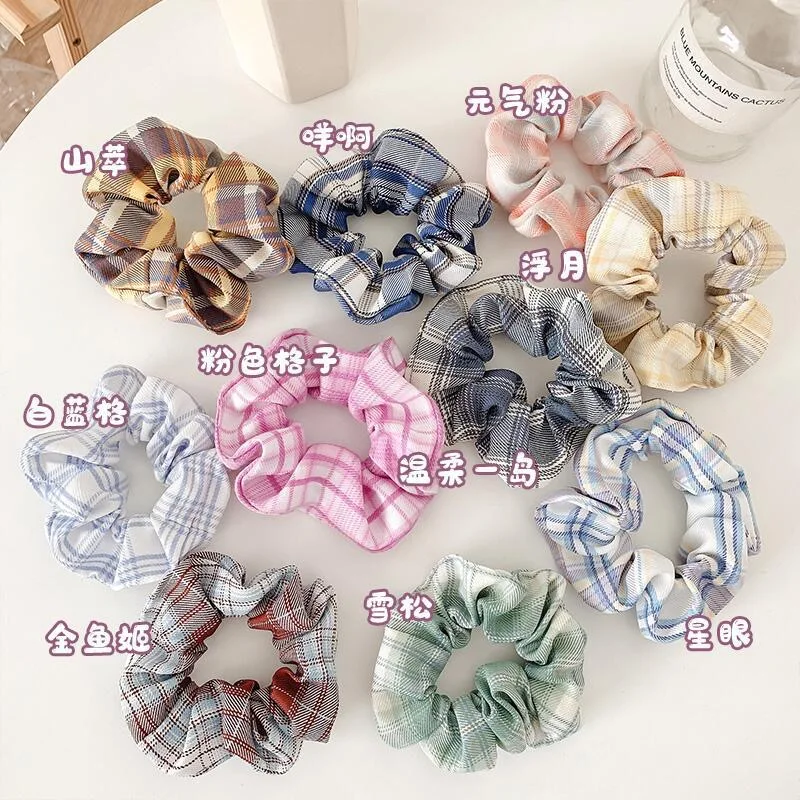 Plaid Hair Tie Ponytail Scrunchies Accessories Little Girls Hair Scrunchies For Children