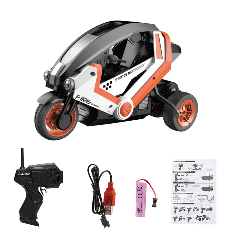 1/8 2.4G Remote Control Drifting Rc Toy with Led Lights Stunt Electric Radio Control Motorcycle for Kids