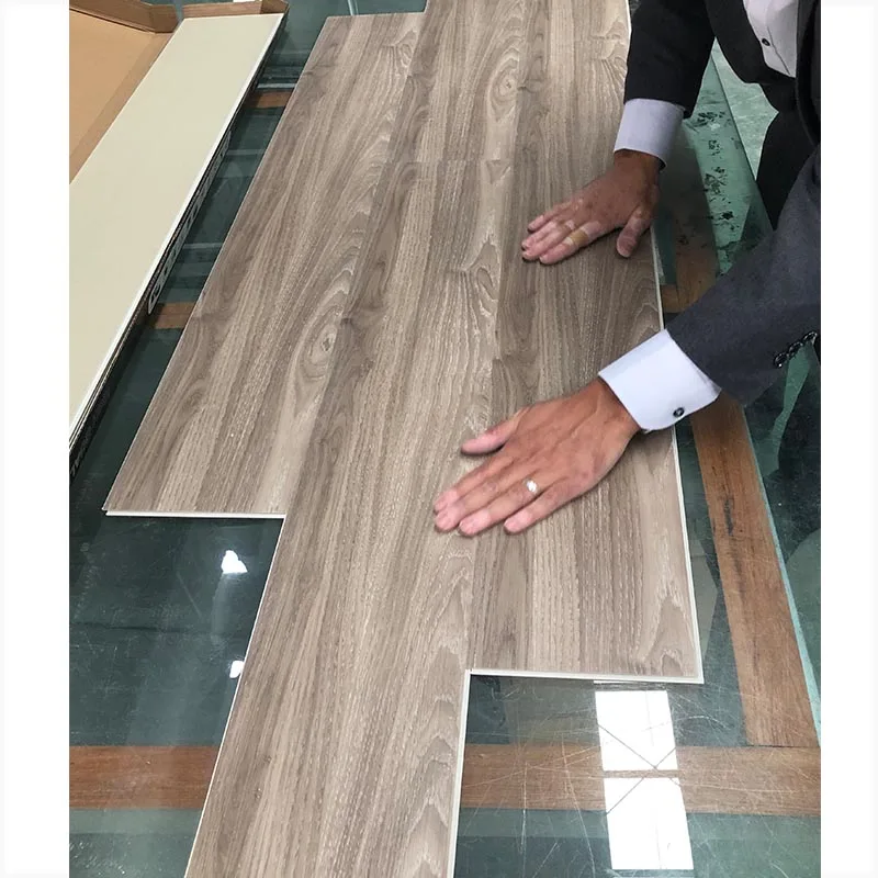 Domotex  cheaper 1mm IXPE plus 5mm SPC core  click vinyl flooring tiles