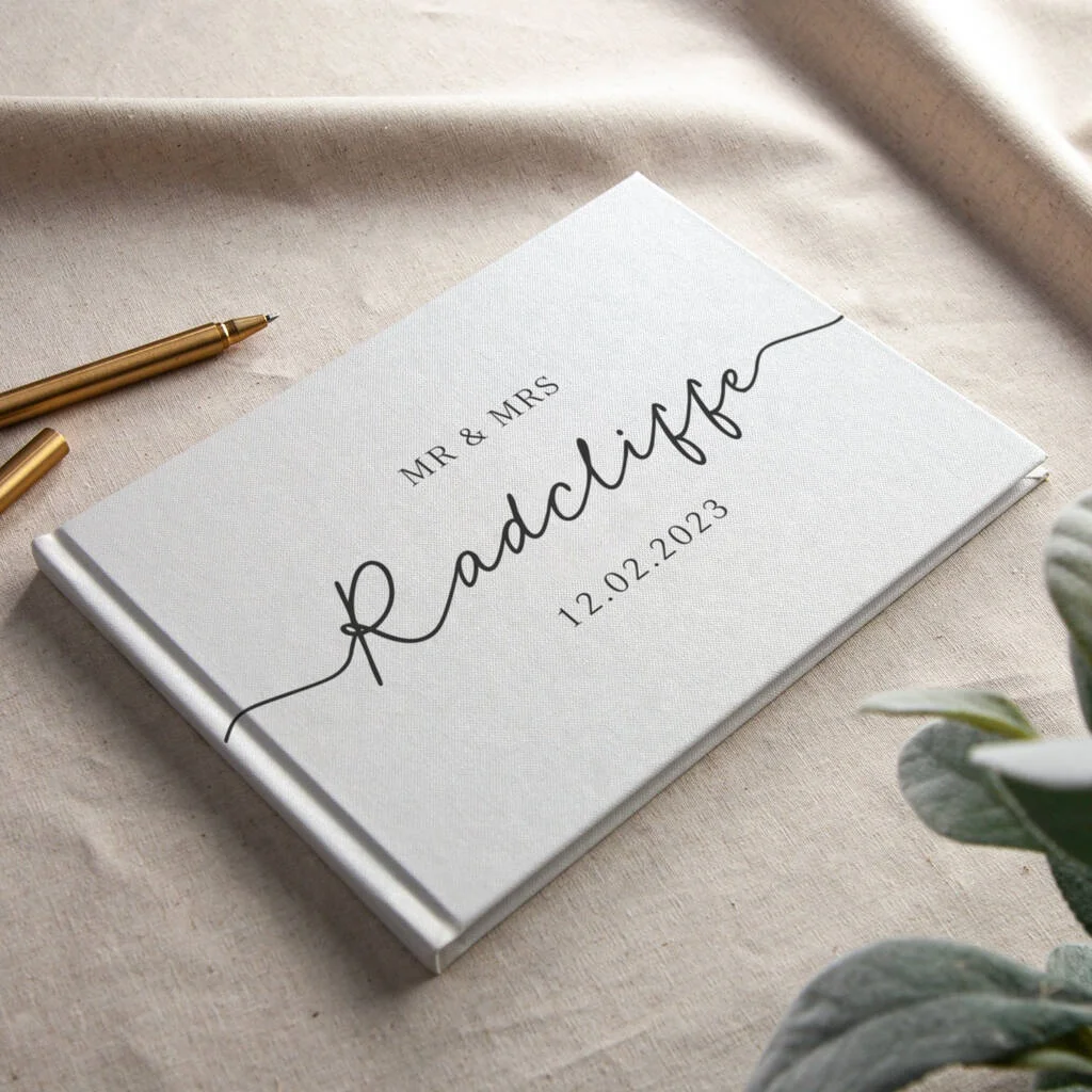 Custom A4 Hardcover Linen Wedding Guest Book Journal Notebook Planing Book With Blank Page For Guest