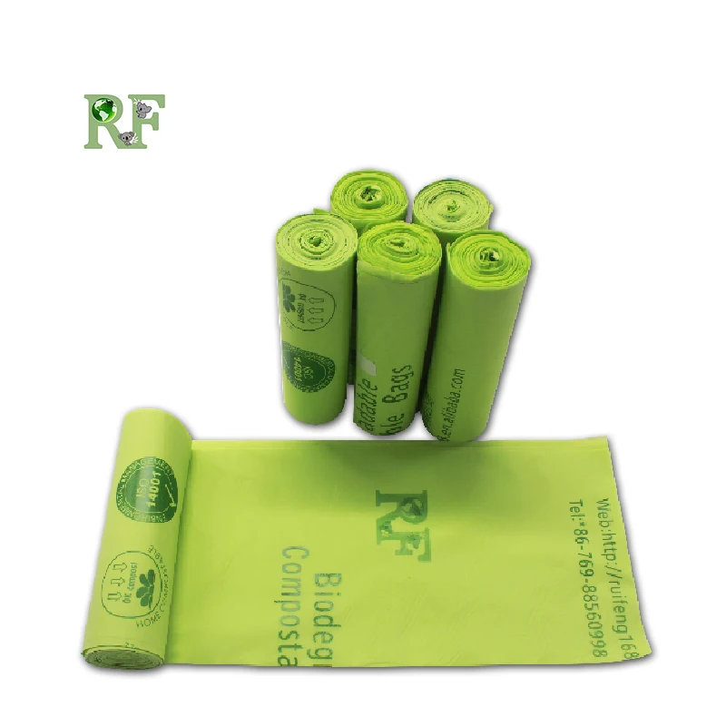 
eco friendly 100% biodegradable cornstarch trash bags compostable flat garbage bags 