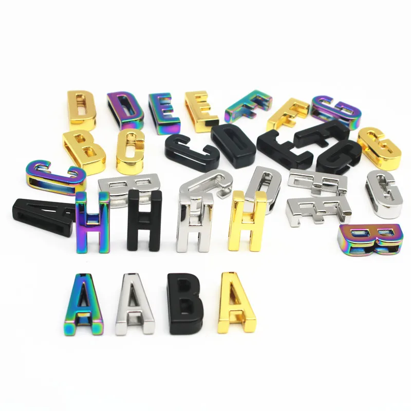 Bulk Sale 2022 High Quality Rainbow Plated Metal Alloy A-Z 26 Initial Letter Charms for Jewelry Making DIY Decoration